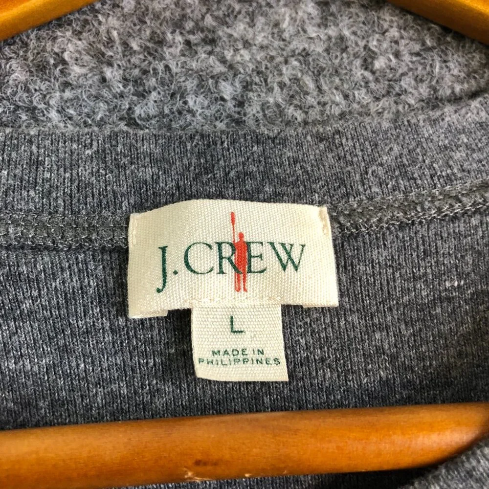 J Crew Shirt Mens Large Gray Oarsman Brushed Rib Knit Henley Long Sleeve